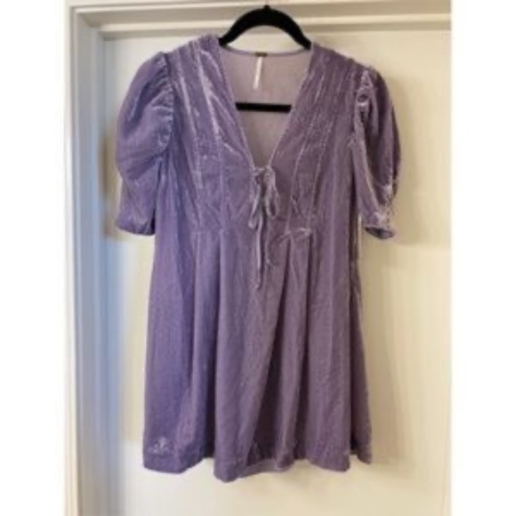 Free People Adele Velvet Tunic Lilac Top Size Medium - Picture 11 of 14